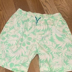 Crewcuts Mint Green and White Floral Swimtrunks
